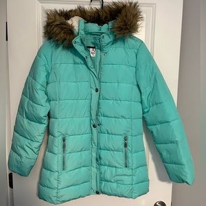 New Seafoam Green Justice Girl’s Puffer Coat